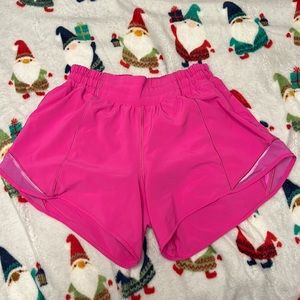 lululemon size 4 4”inch lululemon hotty hot shorts in pow pink (rare color)